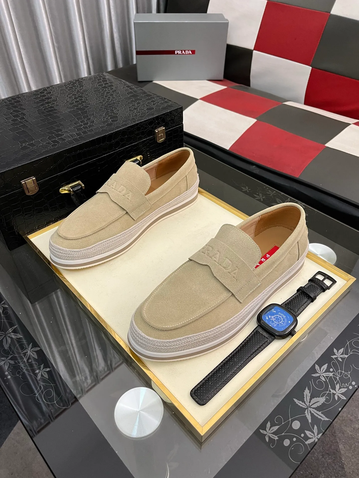 Men's men's shoes 💰458⌚️⌚️prada: new spring and summer casual shoes, sports sneakers, fabric: imported cowhide, lining: original lining, sole: original sole, size: 38-445️⃣color optional